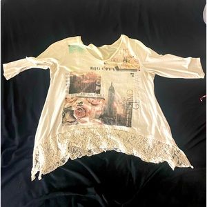 Cream 3/4 length shirt